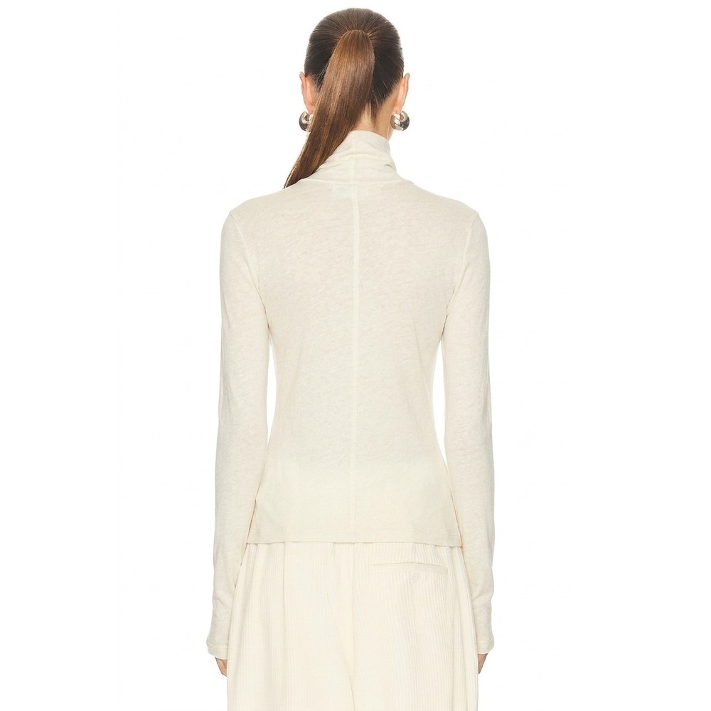 ENZA COSTA Cashmere New Classic Turtleneck Top Women Small Cream Long Sleeve NEW - Picture 2 of 15